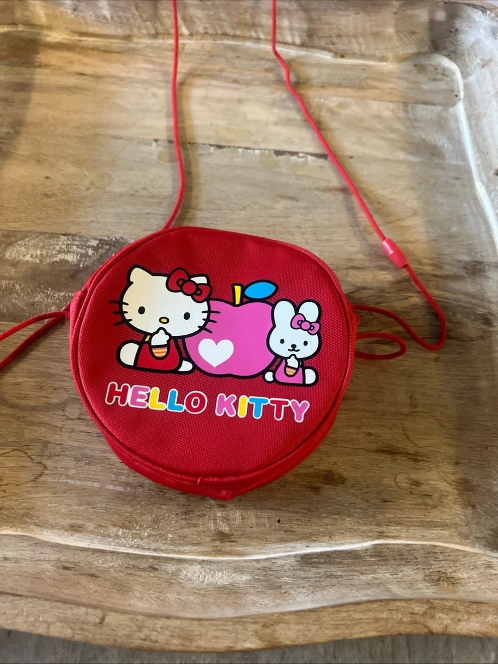 Sanrio Hello Kitty Red and Pink Round Kids Crossbody Bag Vtg 2003